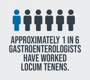 Approximately 1 in 6 gastroenterologists have worked locum tenens