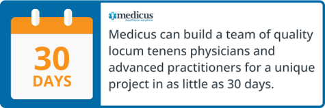 Locum Tenens Physicians and Advanced Practitioners Team in as Little as 30 Days