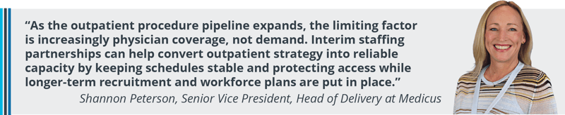 Interim staffing partnerships can help convert outpatient strategy into reliable capacity by keeping schedules stable and protecting access while longer-term recruitment and workforce plans are put in place.