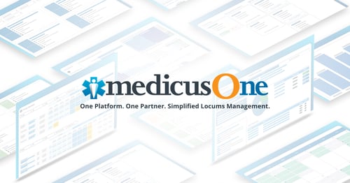 MedicusOne healthcare workforce management platform dashboard for locum tenens staffing with analytics and scheduling interface