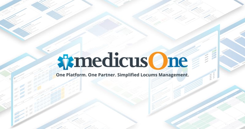 MedicusOne healthcare workforce management platform dashboard for locum tenens staffing with analytics and scheduling interface